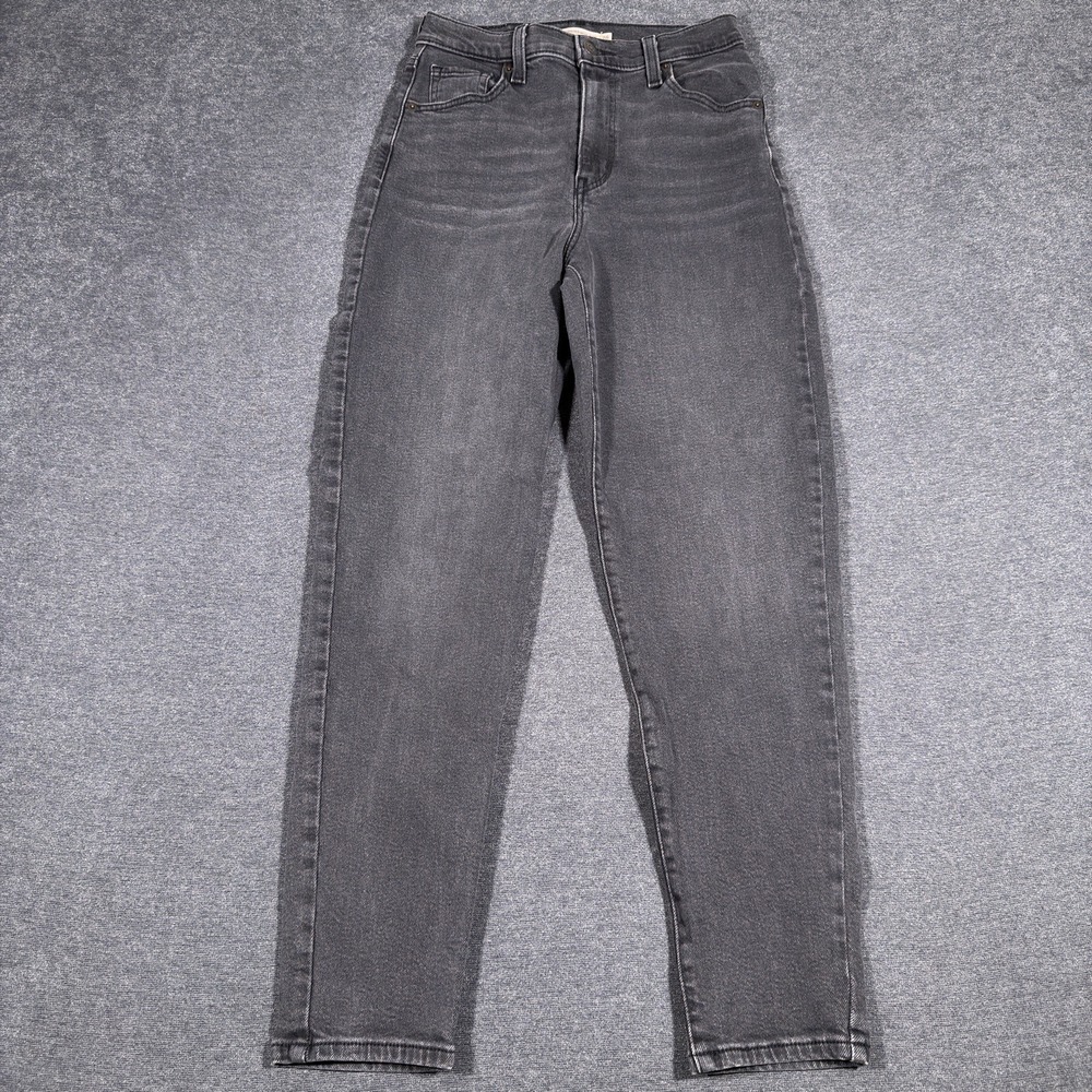 Levi's High Waisted Mom Jean Women 26x29 Black Tapered Leg Denim Casual Boho